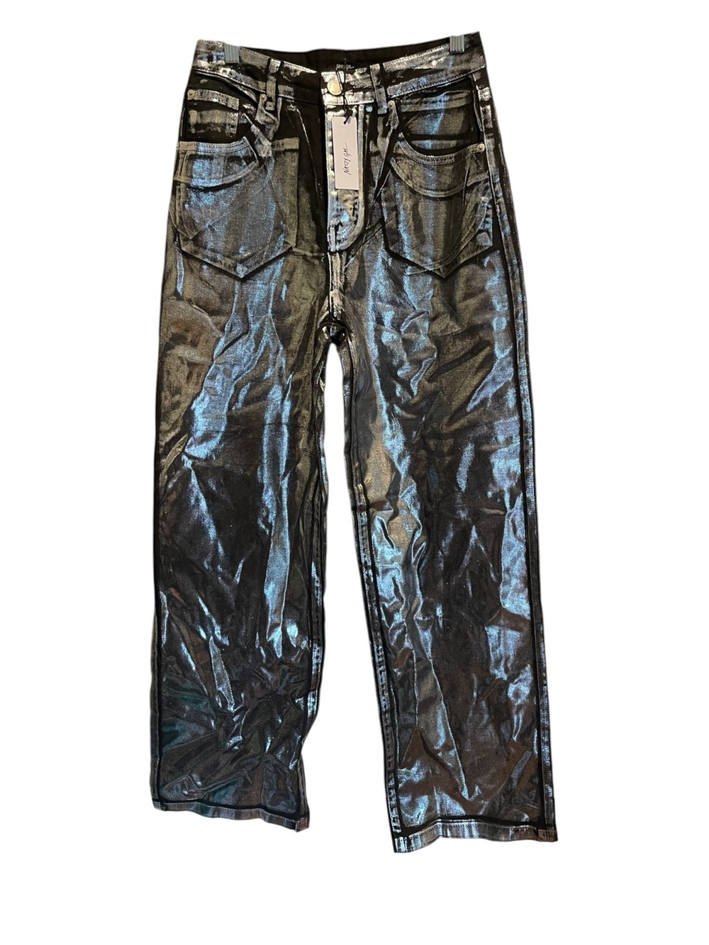 Nasty gal NEW metallic coated denim size 6